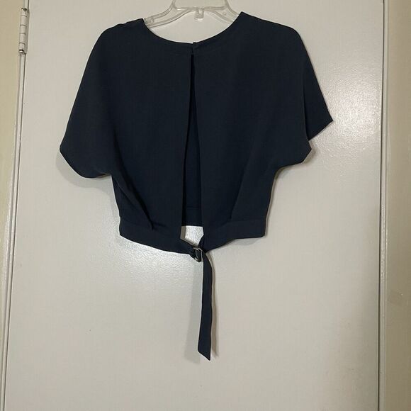 ASTR the label teal blue cropped belted cut out blouse top size small - Picture 2 of 6